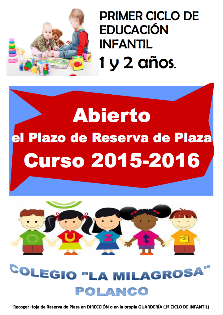Abierto el plazo de matrícula para 1º ciclo de Educación Infantil