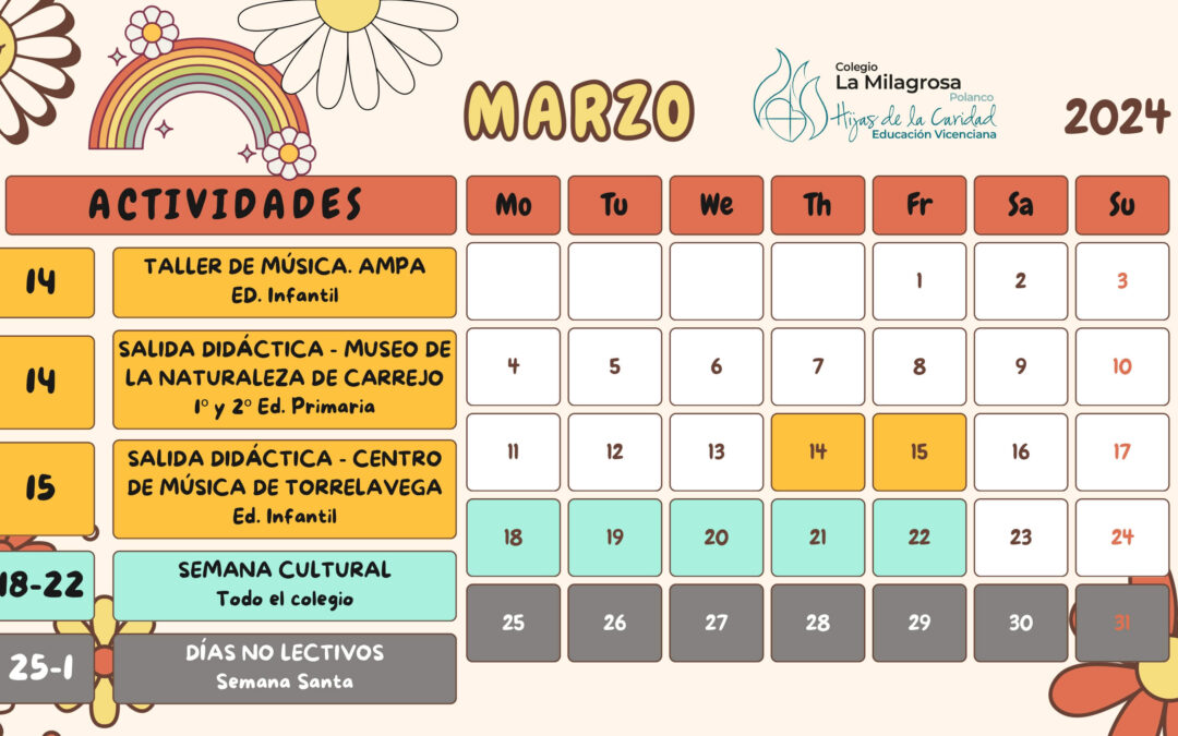 Calendario Actividades Marzo 2024
