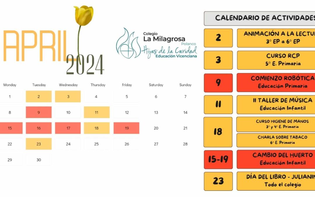 Calendario Actividades Abril 2024