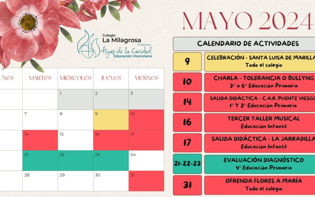 Calendario Actividades Mayo 2024